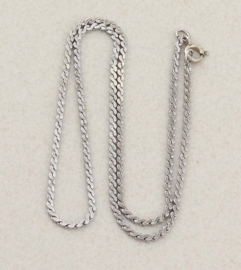 Sterling Silver Serpentine Chain Flat Link Chain Necklace 16 1/4" inch
